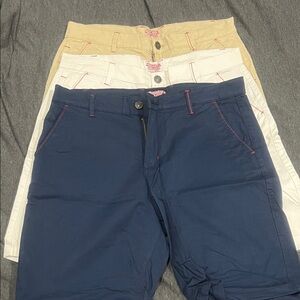 AussieBum Men's Flat Front Shorts - Navy, White, and Tan